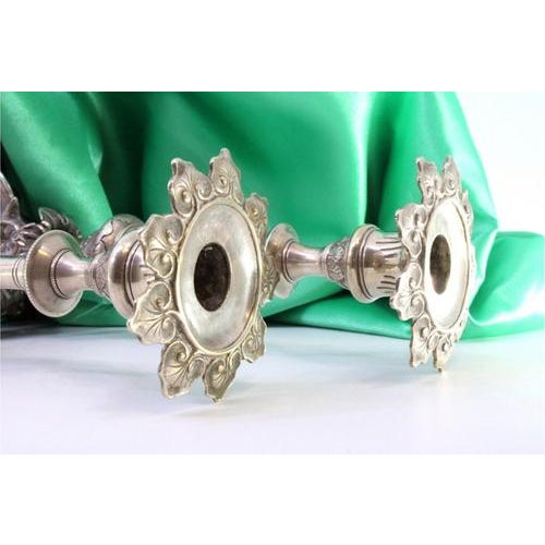 Silver Candlesticks with Turned Stems, Set of 2 For Sale - Image 5 of 9