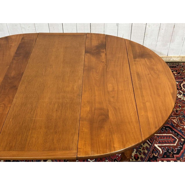 Louis Philippe Round Cherry Wood Table with 2 Extension Leaves, 1950s For Sale - Image 14 of 18