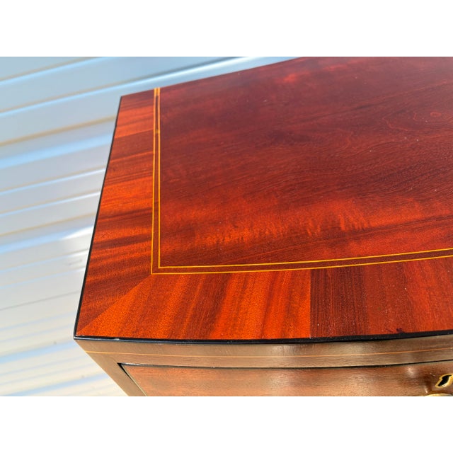 Brown Antique Handcrafted English Mahogany Bowfront Chest of Drawers For Sale - Image 8 of 12