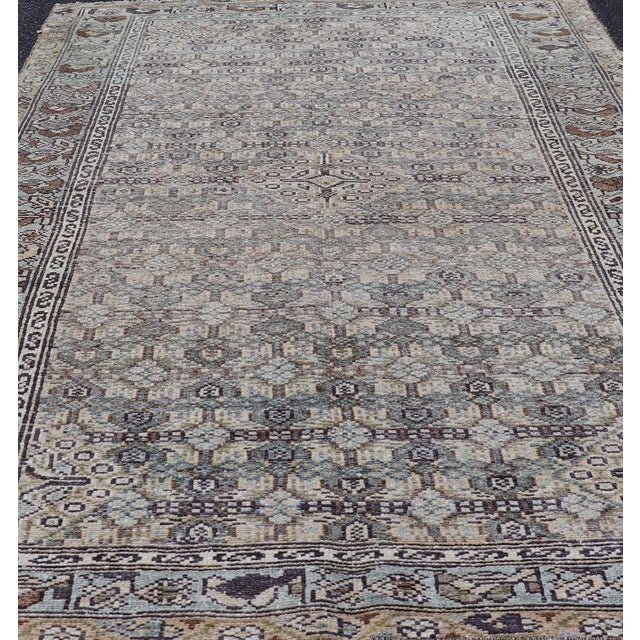 Early 20th Century Antique Persian Malayer Rug With Intricate All-Over Geometric Design in Muted Earthy Tones 3'3"x4'9" For Sale - Image 5 of 9