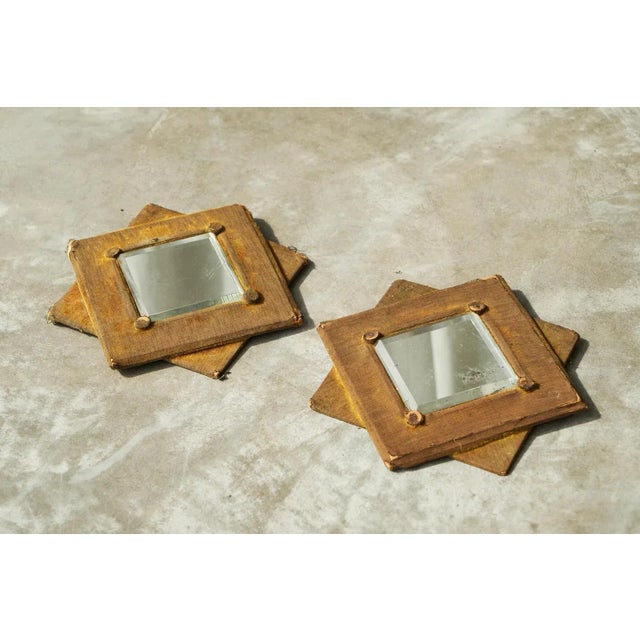 Star Shaped Wall Mirrors in Faded Velvet, Late 19th Century, Set of 2 For Sale - Image 3 of 11