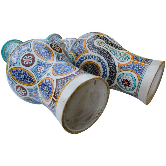 Mid 20th Century Moorish-patterned Vases- Set of 2 For Sale - Image 10 of 12