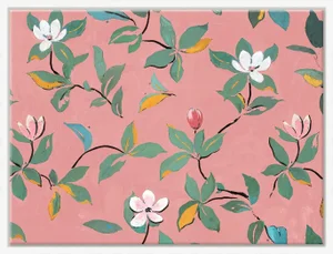 Pink Magnolia Art Print in White Frame by Paule Marrot