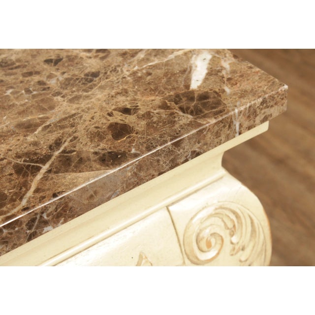 2000 - 2009 French Provincial Style Painted Console Table with Marble Top For Sale - Image 5 of 13