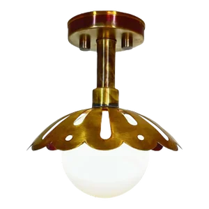 Handmade Modern Pure Raw Brass Sputnik 1 Light Flush Mount Pendant