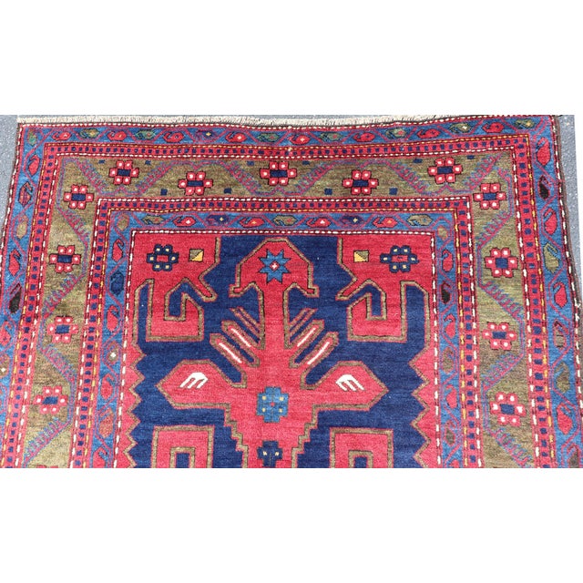 Antique Caucasian Kazak Rug With Bold Geometric Tribal Medallion Design For Sale - Image 11 of 16