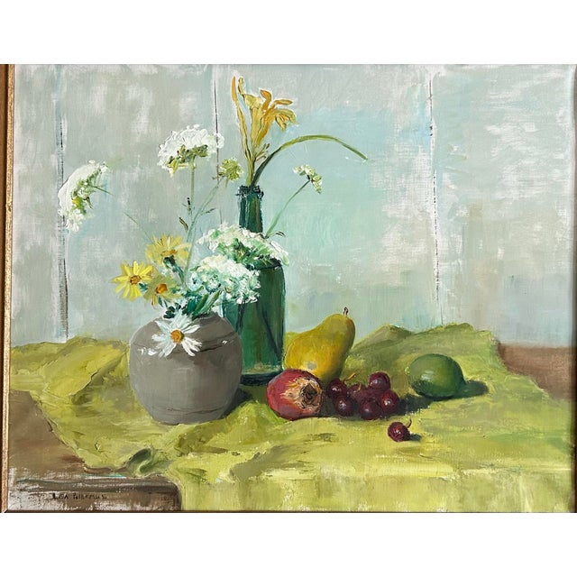Vintage 1970’s Impressionist Framed Still Life Oil Painting With Flowers and Fruit For Sale - Image 4 of 8