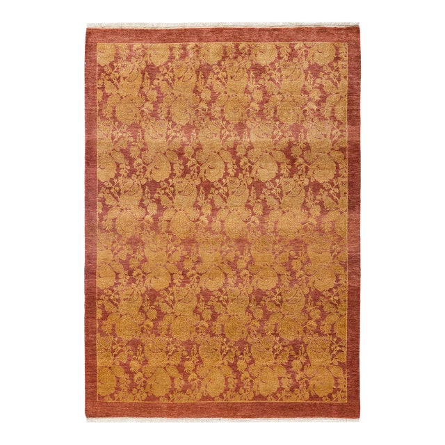 Mogul, One-of-a-Kind Hand-Knotted Area Rug - Pink, 4' 2" x 5' 10" For Sale