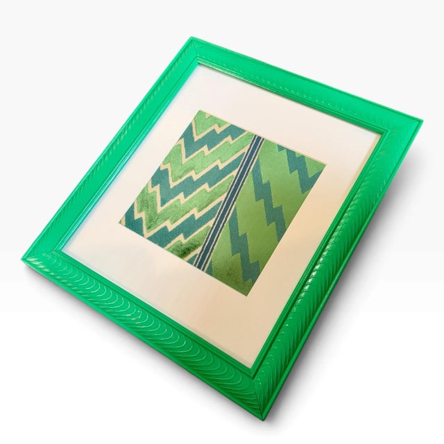 Abstract Statement Framed Schumacher Florentine Velvet Textile Wall Art For Sale In Atlanta - Image 6 of 6