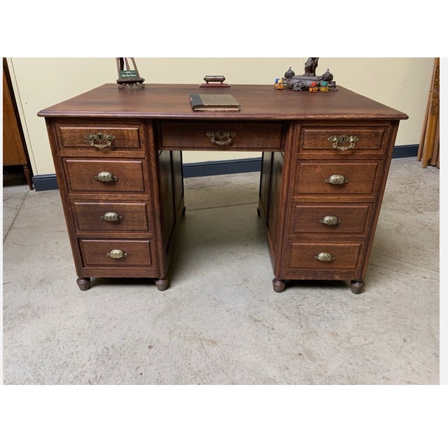 Wood Antique Art Nouveau Freestanding Desk, 1915 For Sale - Image 7 of 12