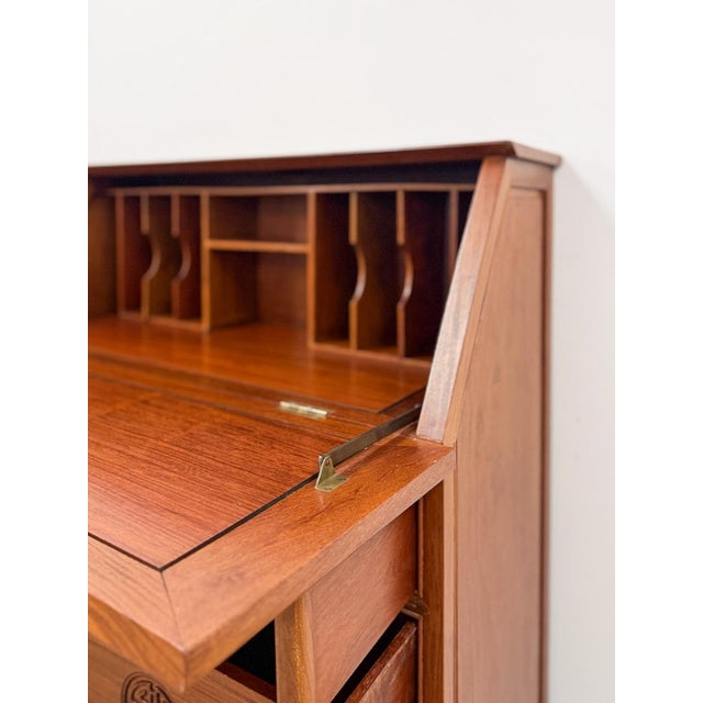 Mid 20th Century Rare Oriental Rosewood Secretary Writing Desk Fold Out Sheraton Hotel Provenance For Sale - Image 12 of 15