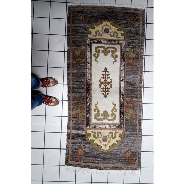 1960s, Vintage Tibetan Art Deco Khaden Rug 3' X 7' For Sale - Image 13 of 13