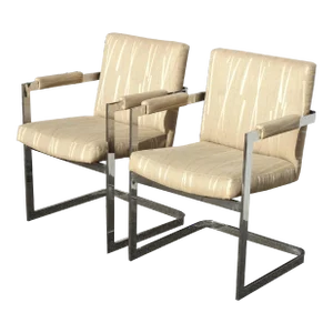 Pair of Vintage Mid Century Chrome Arm Chairs