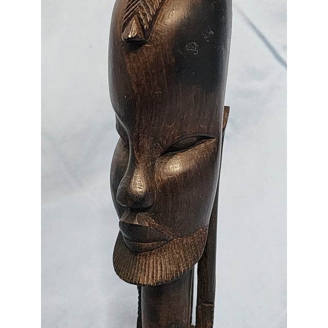 Vintage Ebony African Hand Carving Man's Bust. Attributed to Kenyan or Tanzanian craftsmanship. Stunning Tribal Sculpture...