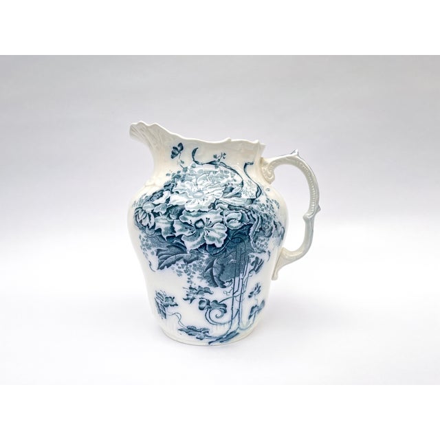 Large Antique Edwardian Wash Basin Pitcher Anemone from Pountney & Co., 1890s For Sale - Image 9 of 9