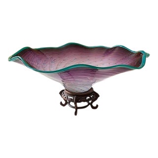 Large 24" Signed 1998 LaChaussee Studio Art Glass Centerpiece Bowl For Sale