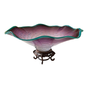 Large 24" Signed 1998 LaChaussee Studio Art Glass Centerpiece Bowl