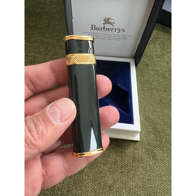 Vintage Burberry Cufflinks, 4 Piece Set in Original Case, "Circa 1990s" This stunning set features gold and silver metal...