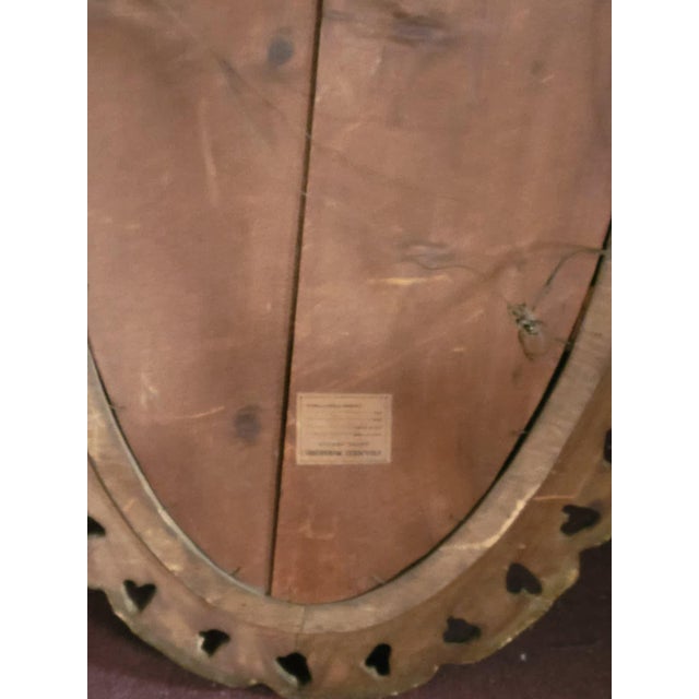 Early 1900s French Style Hand Carved Gilded Oval Beveled Wall Mirror For Sale - Image 10 of 12