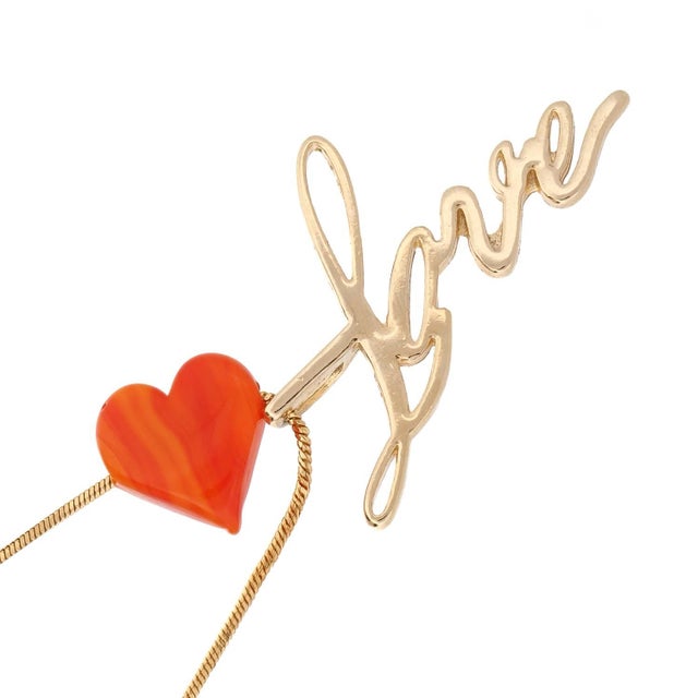 Sunset Heart Love Letter Gold Chain Necklace For Sale - Image 11 of 11