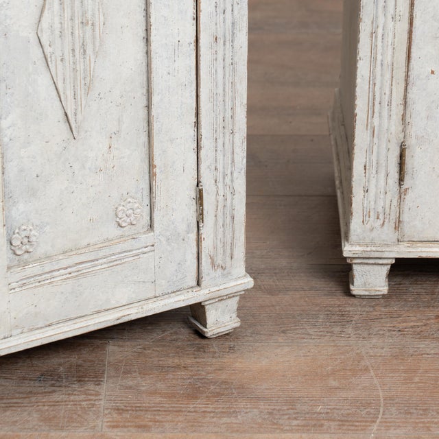 Pair of 19th Century Swedish Gustavian White Painted Cabinets Nightstands For Sale - Image 16 of 17