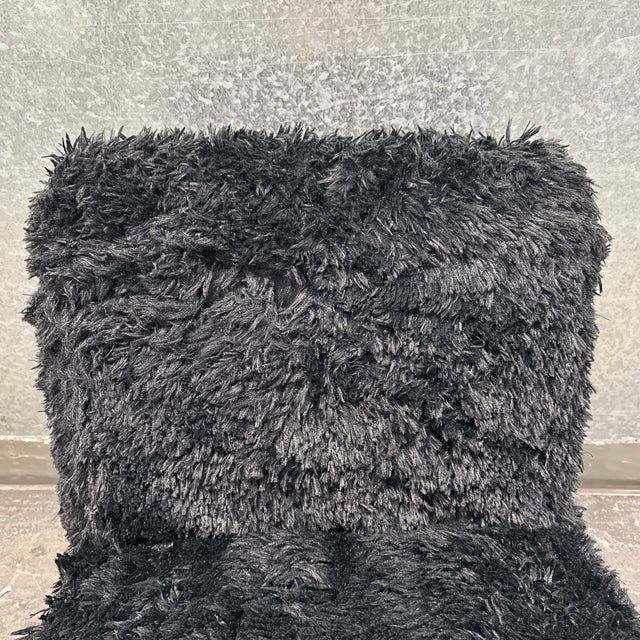 Skyline Furniture Black Faux-Fur Slipper Chair + Acrylic Legs For Sale - Image 4 of 12