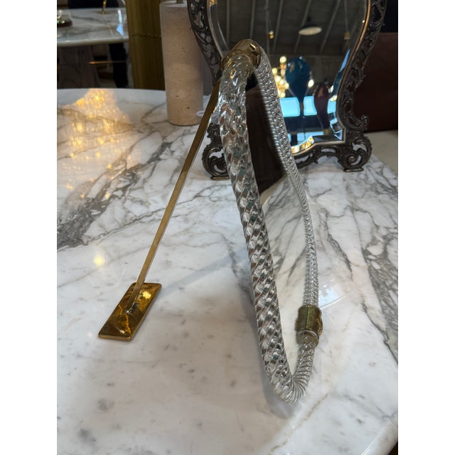Modern Vintage Murano Style Twisted Art Glass Vanity Mirror With Brass Accents For Sale - Image 3 of 9