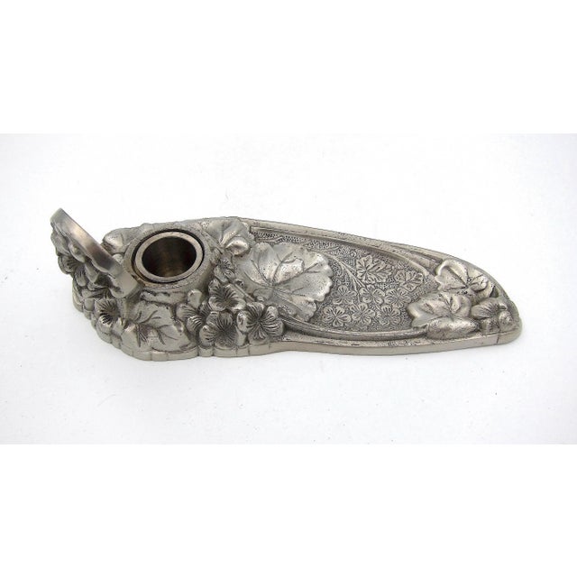 Early 20th Century Vintage French Art Nouveau Inkstand in Pewter For Sale - Image 5 of 13