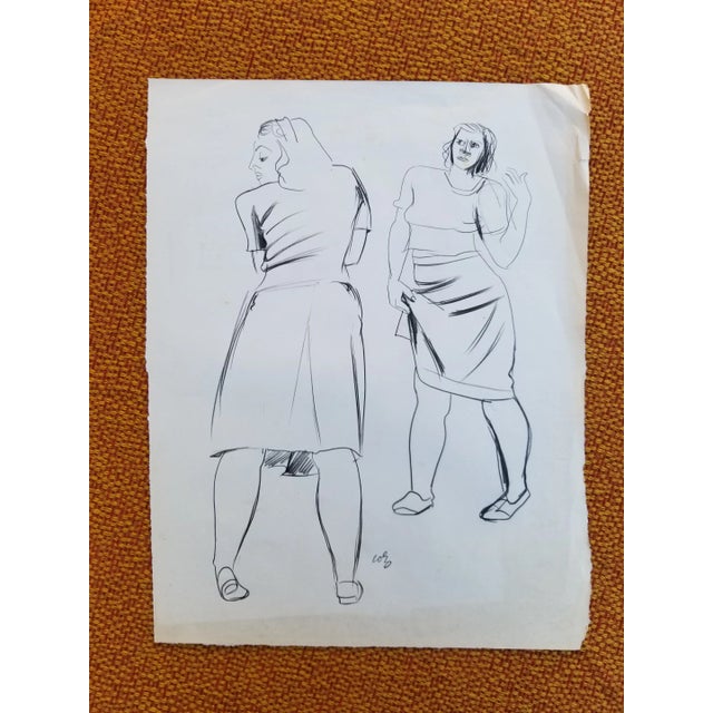 Black Original Female Sketch by Herman Volz For Sale - Image 8 of 8