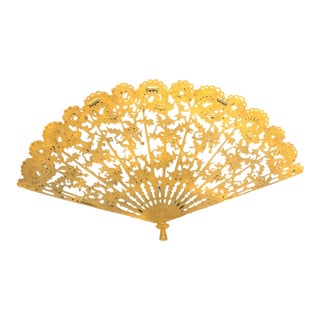 Vintage Burwood Hollywood Regency Gold Fan Wall Sculpture, 43"w For Sale