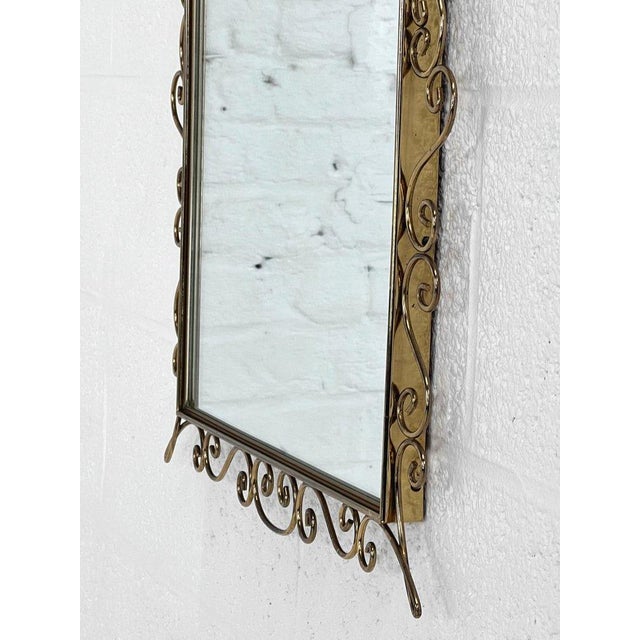 Rectangular Mirror with Brass Frame, 1950s For Sale - Image 6 of 8