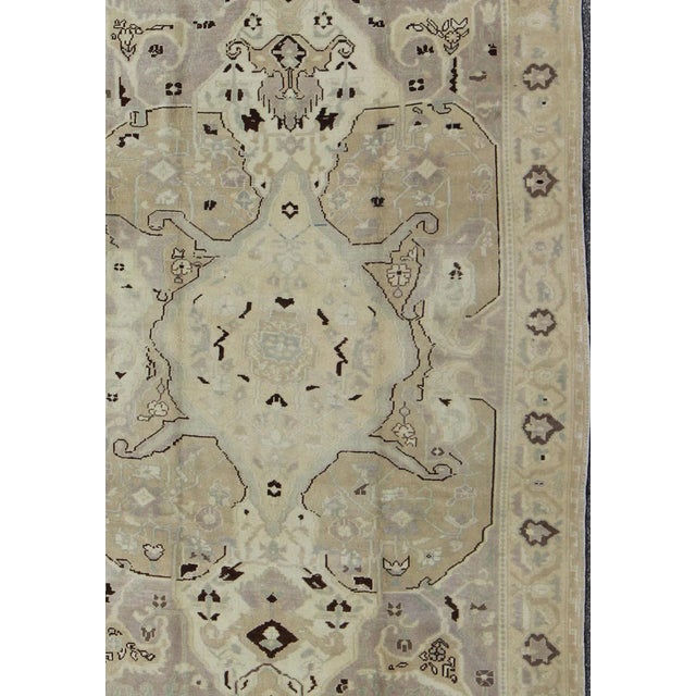 Measures: 6 x 8'9. Vintage Turkish Oushak Rug with Beige, Taupe, and Soft Brown Tones. Keivan Woven Arts / rug/EN-4365 /...