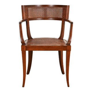 Michael Taylor for Baker Furniture Klismos Cherry Wood and Cane Armchair, Newly Refinished For Sale