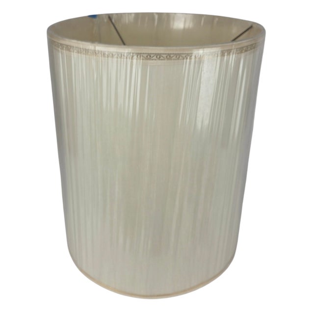 Textile Vintage Stiffel Ivory Silk Barrel Lampshade, Original Cellophane 18.75 X 14.75 For Sale - Image 7 of 10