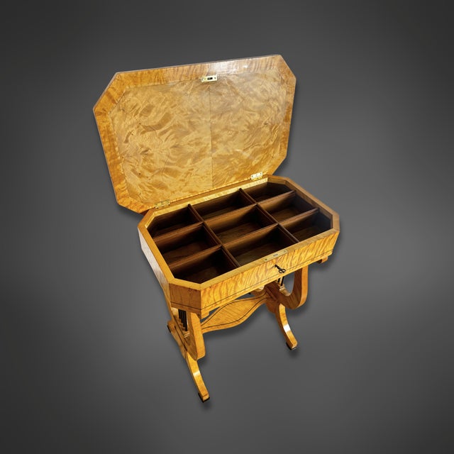 Wood Vintage Biedermeier Style Lyre-Shaped Table, 1920 For Sale - Image 7 of 9