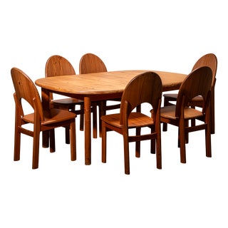 Danish Pine Dining Room Set, 1990, Set of 7 For Sale