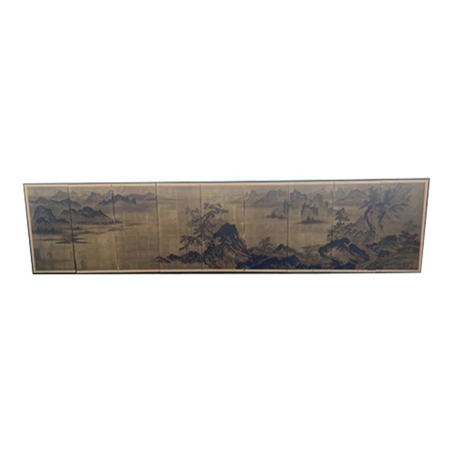 Early 18th Century Japanese 9 Panel Byobu Screen Divider Attributed Sessho Kado For Sale