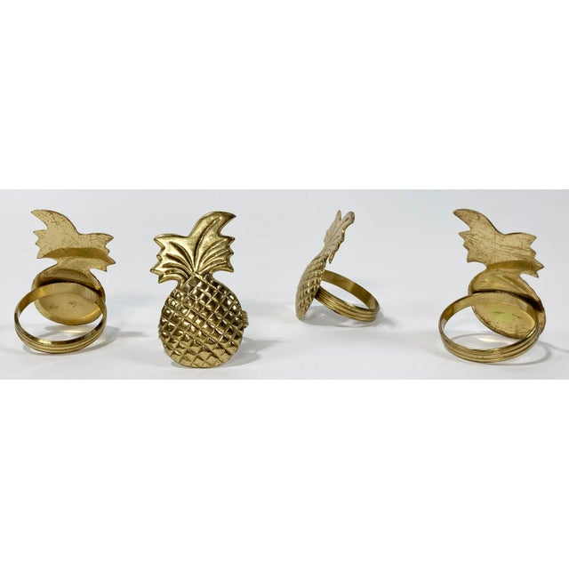 Brass Pineapple Napkin Rings, S/4 For Sale - Image 4 of 4