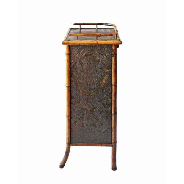 Chinoiserie Antique English Chinoiserie Bamboo Cabinet For Sale - Image 3 of 11