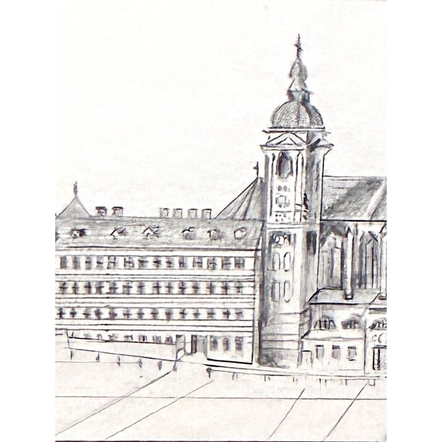 Vienna’s Hofburg in Graphite on Paper by Carole Doyle Peel (1934-2016) For Sale - Image 4 of 9