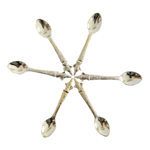 Gold Demitasse Spoons With Impressed Palms, Set of 6 (Japan)