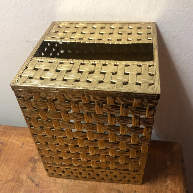 Hollywood Regency Brass Square Tissue Cover For Sale - Image 3 of 8