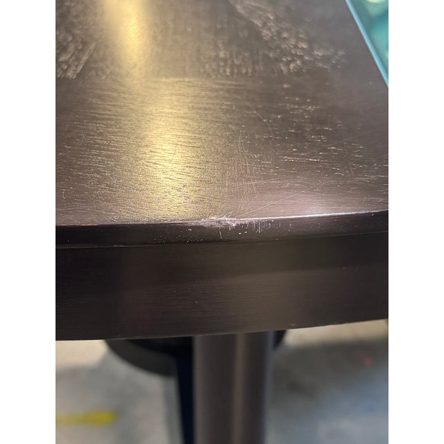 Late 20th Century Late 20th Century Christian Liaigre at Holly Hunt 60" Round Dining Table, Ebonized Black Oak, Column Pedestal Base For Sale - Image 5 of 14