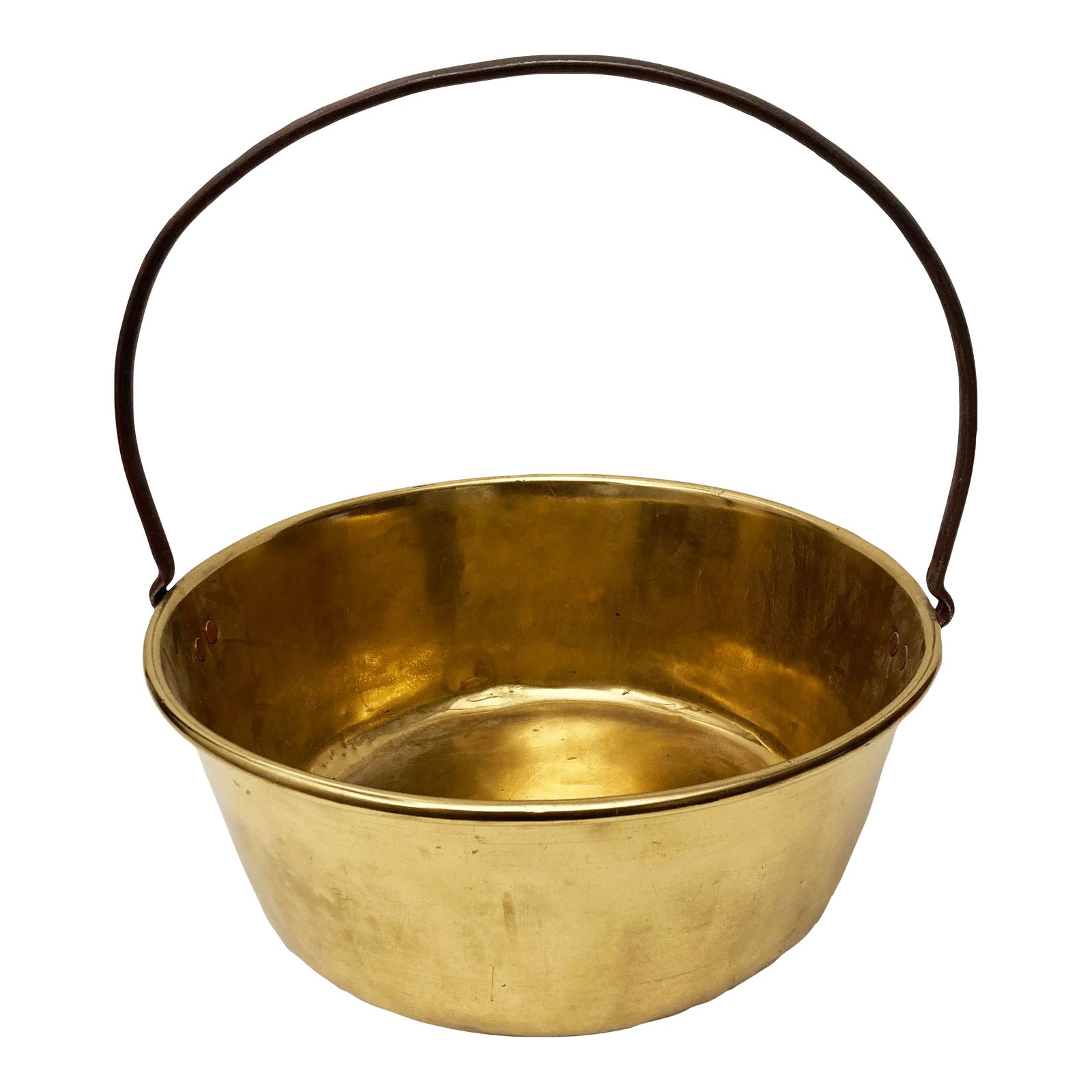 Antique Brass Jelly Bucket With Iron Handle and Brass Fasteners Chairish