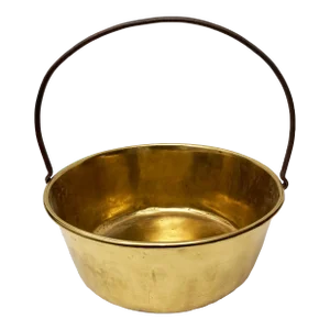 Antique Brass Jelly Bucket With Iron Handle and Brass Fasteners
