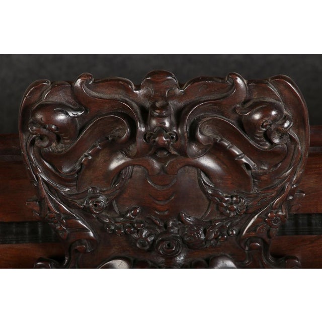 Baroque Cabinet Amsterdam Schapp, 5 Ebonized Columns, Pillow Fillings, Carved Chapters - Doors - Cornice, Secret Compartment, on High Feet, 1880 For Sale - Image 14 of 18