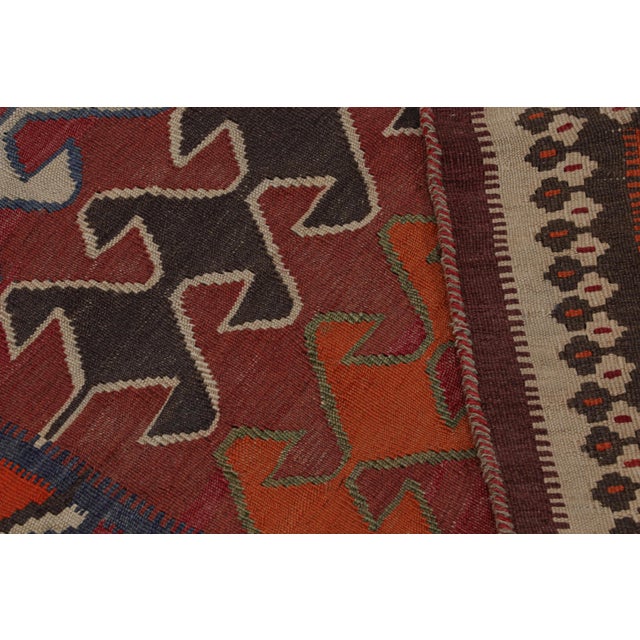 Textile 1950s Vintage Afghani Tribal Kilim Rug With Geometric Patterns For Sale - Image 7 of 7