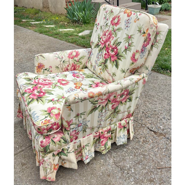Mid 20th Century English Country Skirted Floral Accent Chair For Sale - Image 6 of 10