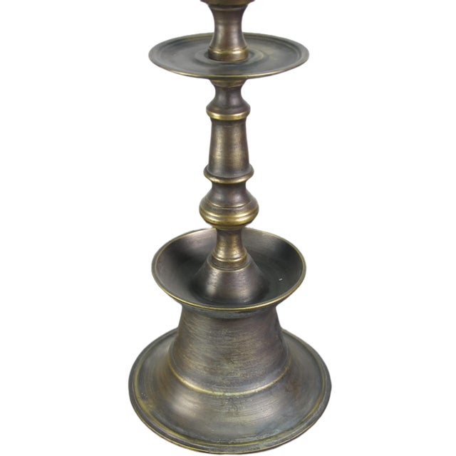 Late 20th Century Solid Turkish Brass Candle Holder For Sale - Image 5 of 6