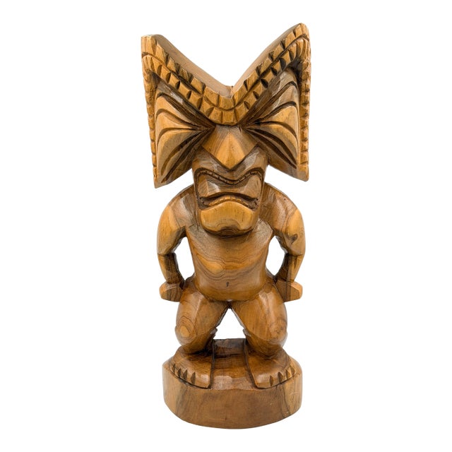 Vintage Tiki Totem Ku God of War Strength and Family Hand Carved Sculpture For Sale